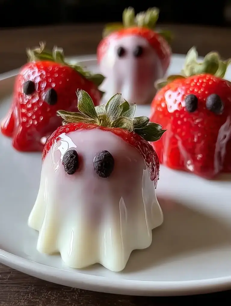 A delicious plate of Spooky Ghost Strawberries Recipe That Will Delight You!